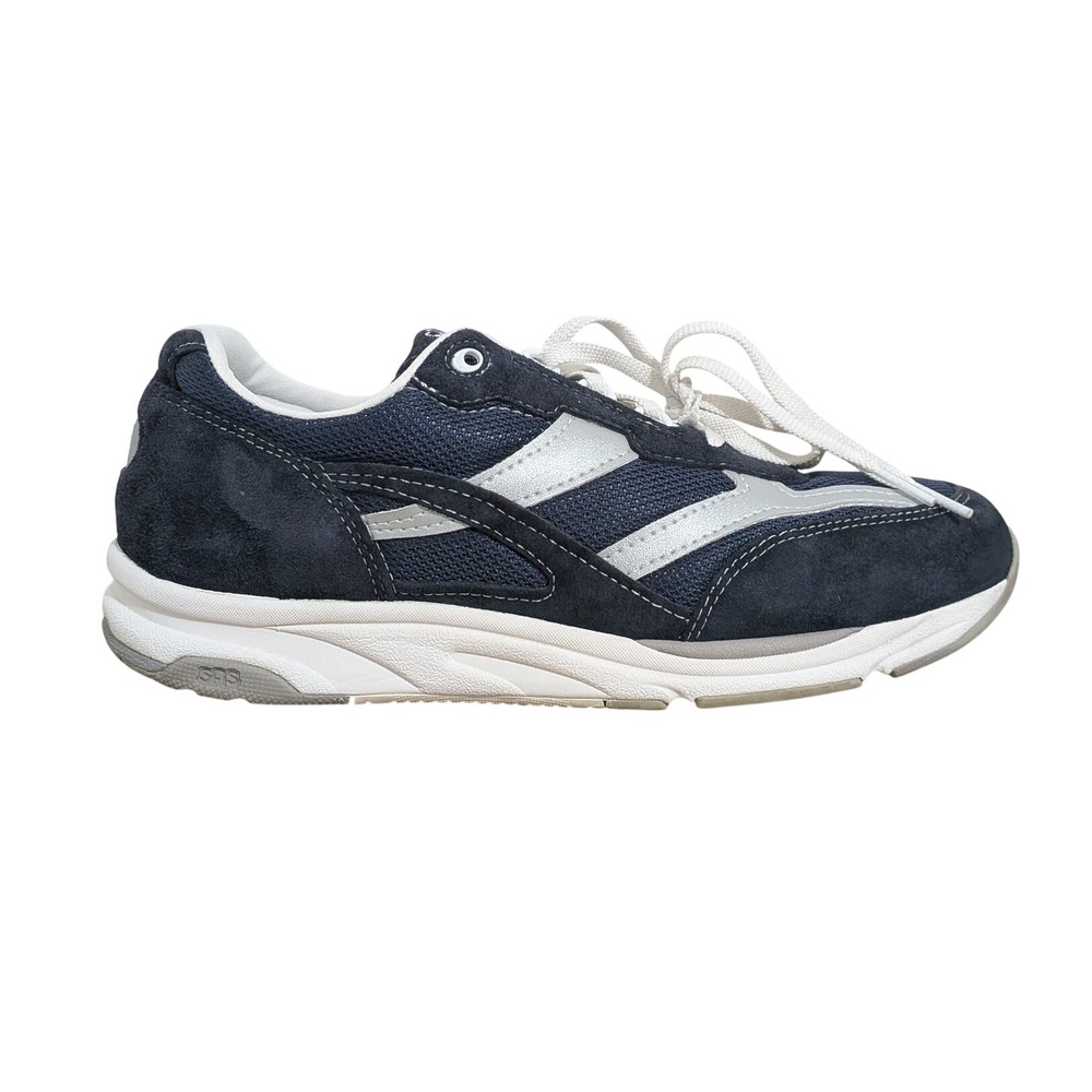 SAS Journey Mesh Sneakers 11 M Navy Blue Silver Walking Shoes Comfort Retro USA
